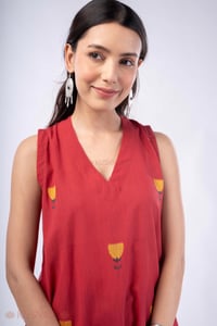 Image for Kusvaa Wkr363 Anvi Cotton Red A Line Kurta Featured