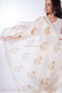 Image for Kusvaa Wkr364 Ela Cotton White Kurta Dupatta Style 3