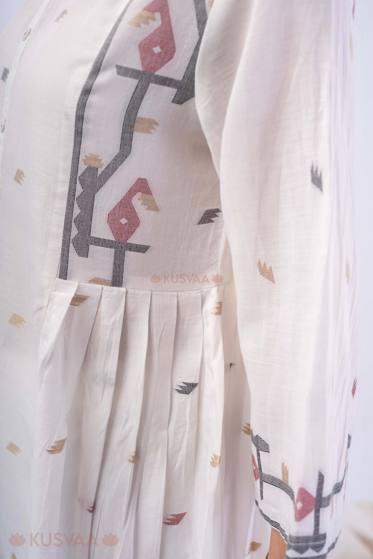 Image for Kusvaa Wkr365 Chhaya Handloom Cotton A Line Kurta Print