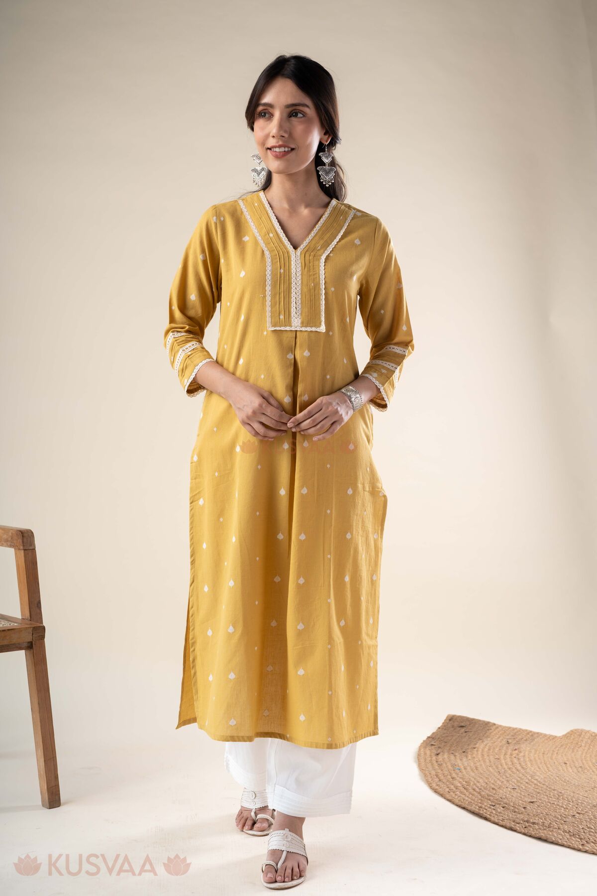 Image for Kusvaa Wkr370 Gitali Handloom Straight Fit Kurta Front