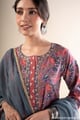 Image for Kusvaa Wkr378 Charika Cotton Purple Kurta Closeup