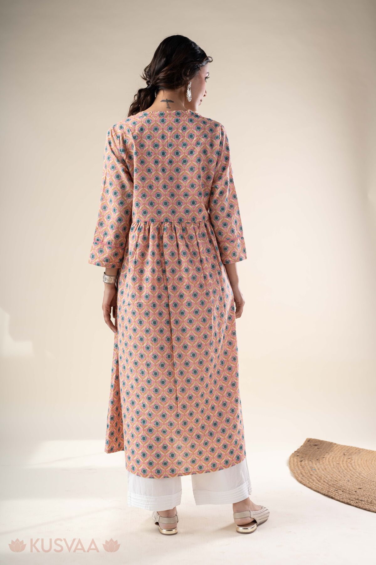 Image for Kusvaa Wkr379 Raskika Cotton A Line Kurta Back