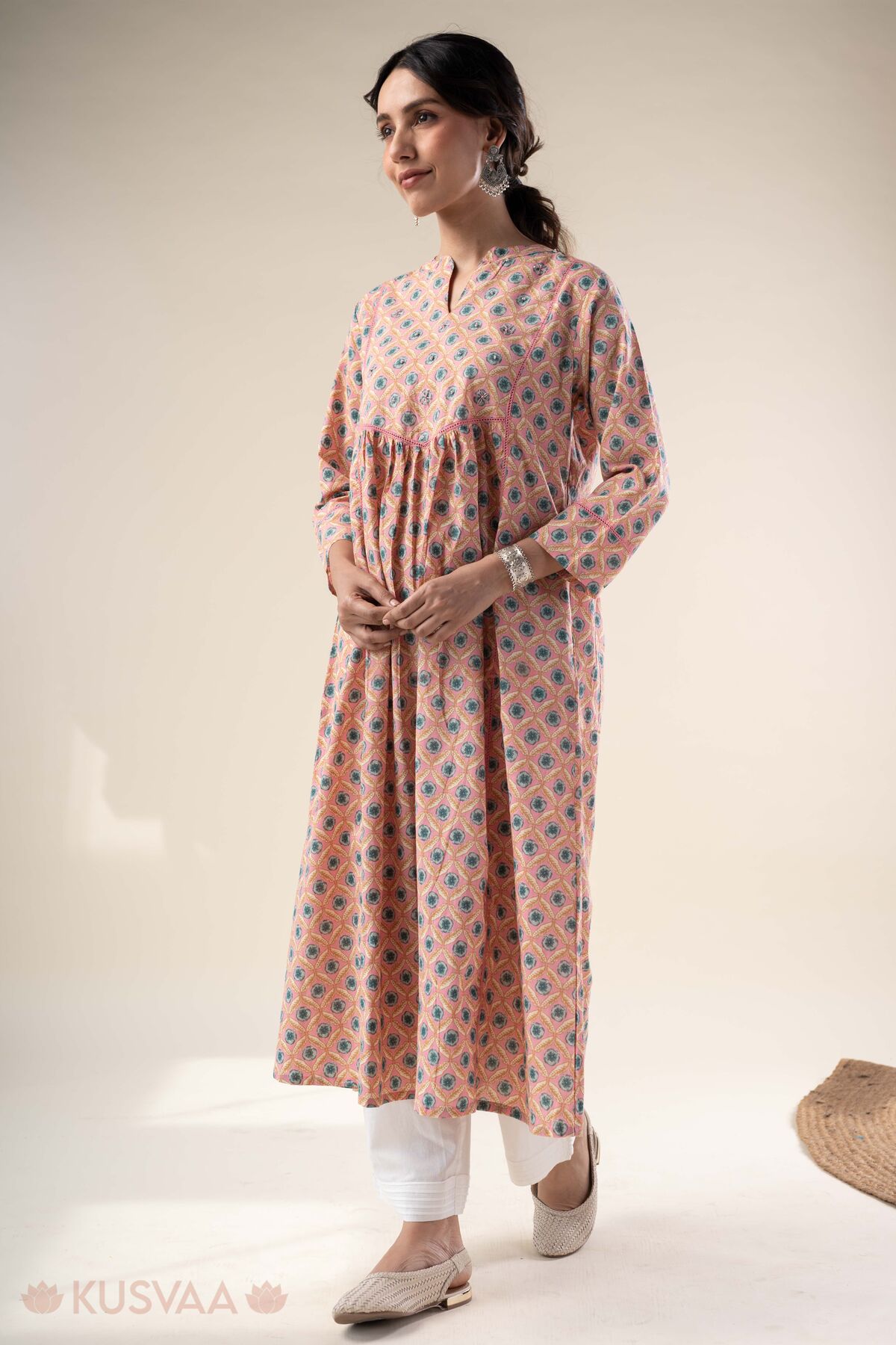 Image for Kusvaa Wkr379 Raskika Cotton A Line Kurta Walk