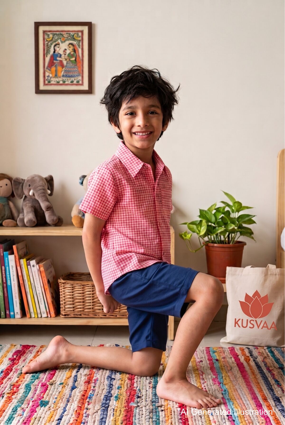 Image for Kusvaa Byw080 Mahendra Handloom Cotton Pink Boys Shirt Ai