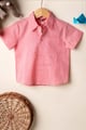 Image for Kusvaa Byw080 Mahendra Handloom Cotton Pink Boys Shirt Front1