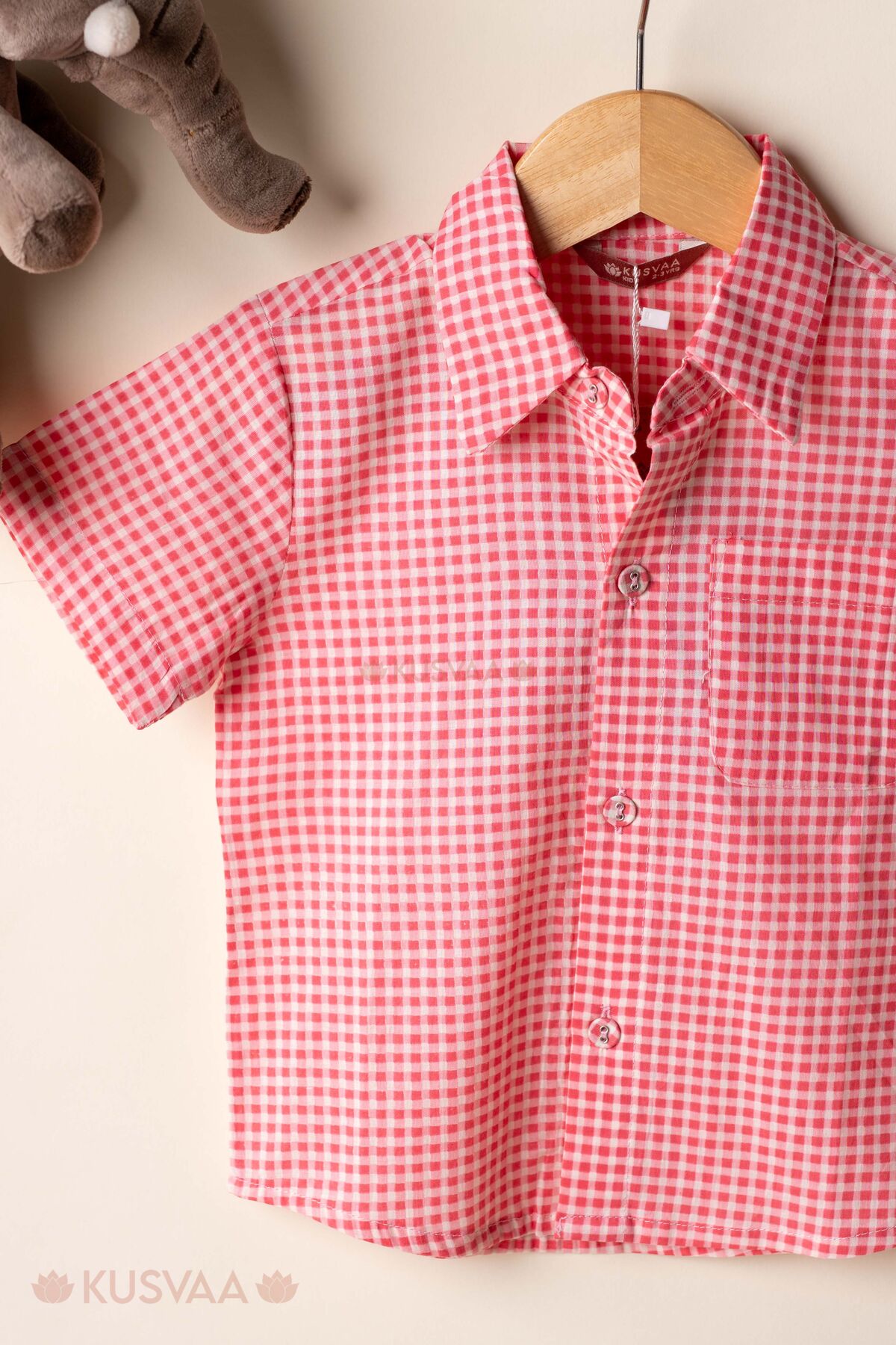 Image for Kusvaa Byw080 Mahendra Handloom Cotton Pink Boys Shirt Side