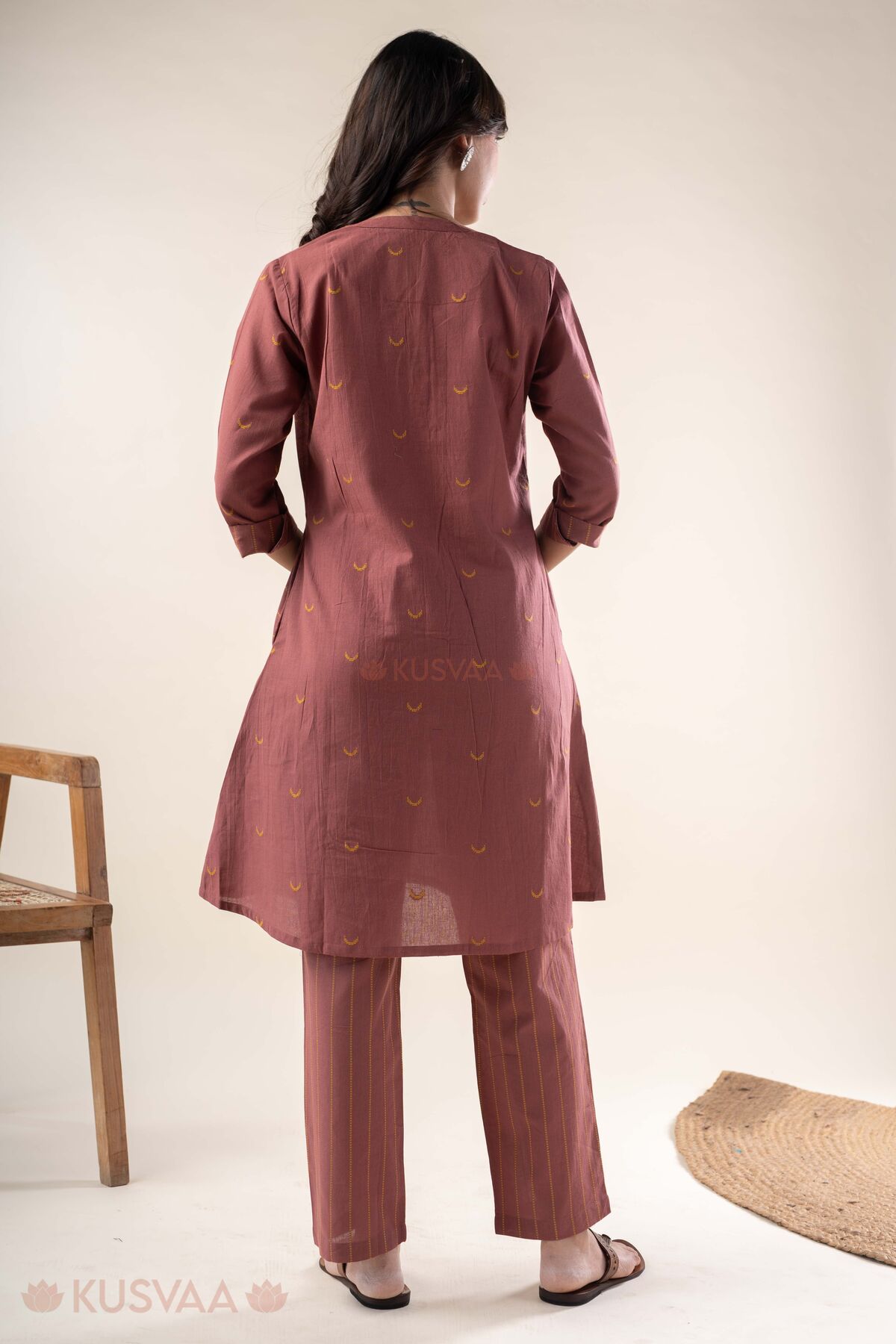 Image for Kusvaa Cood155 Bhadra Handloom Cotton Co Ord Set Back