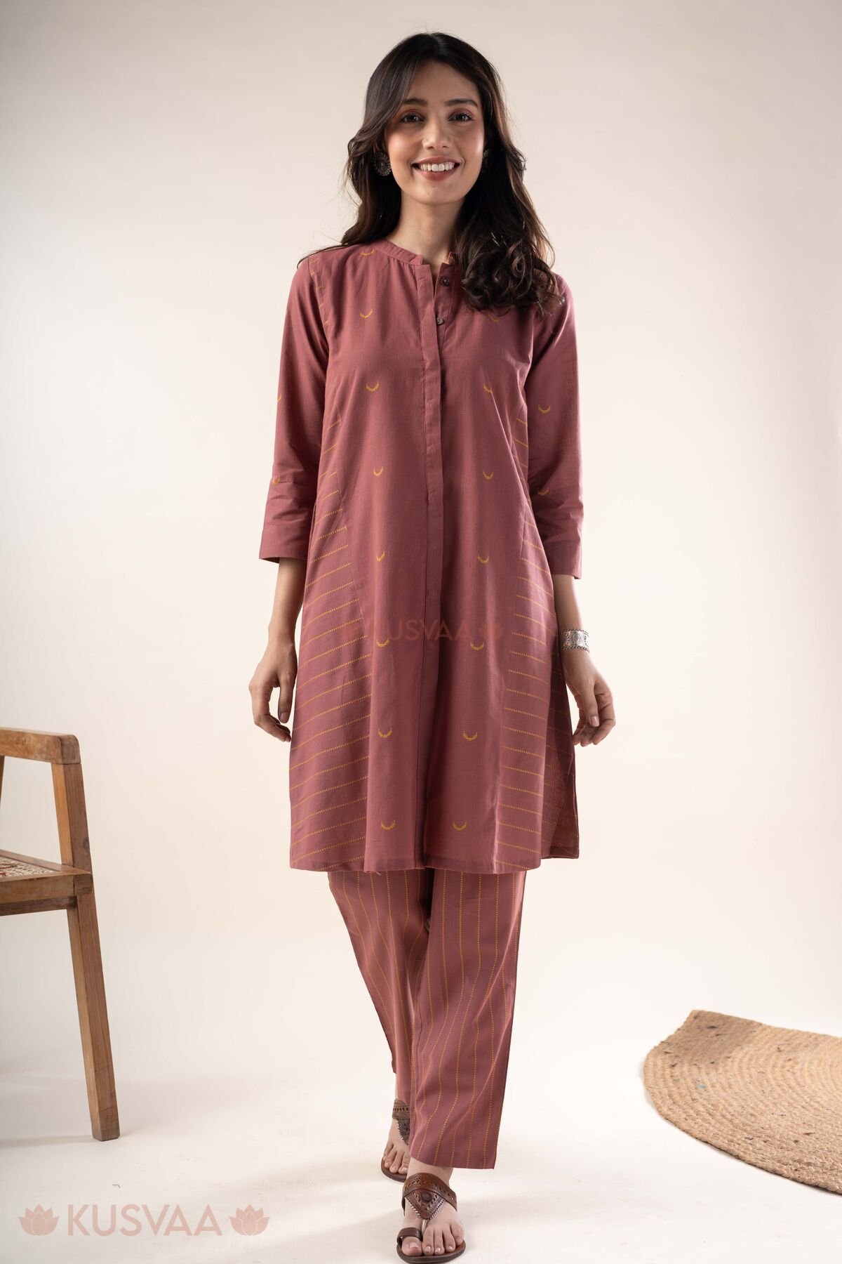 Image for Kusvaa Cood155 Bhadra Handloom Cotton Co Ord Set Front