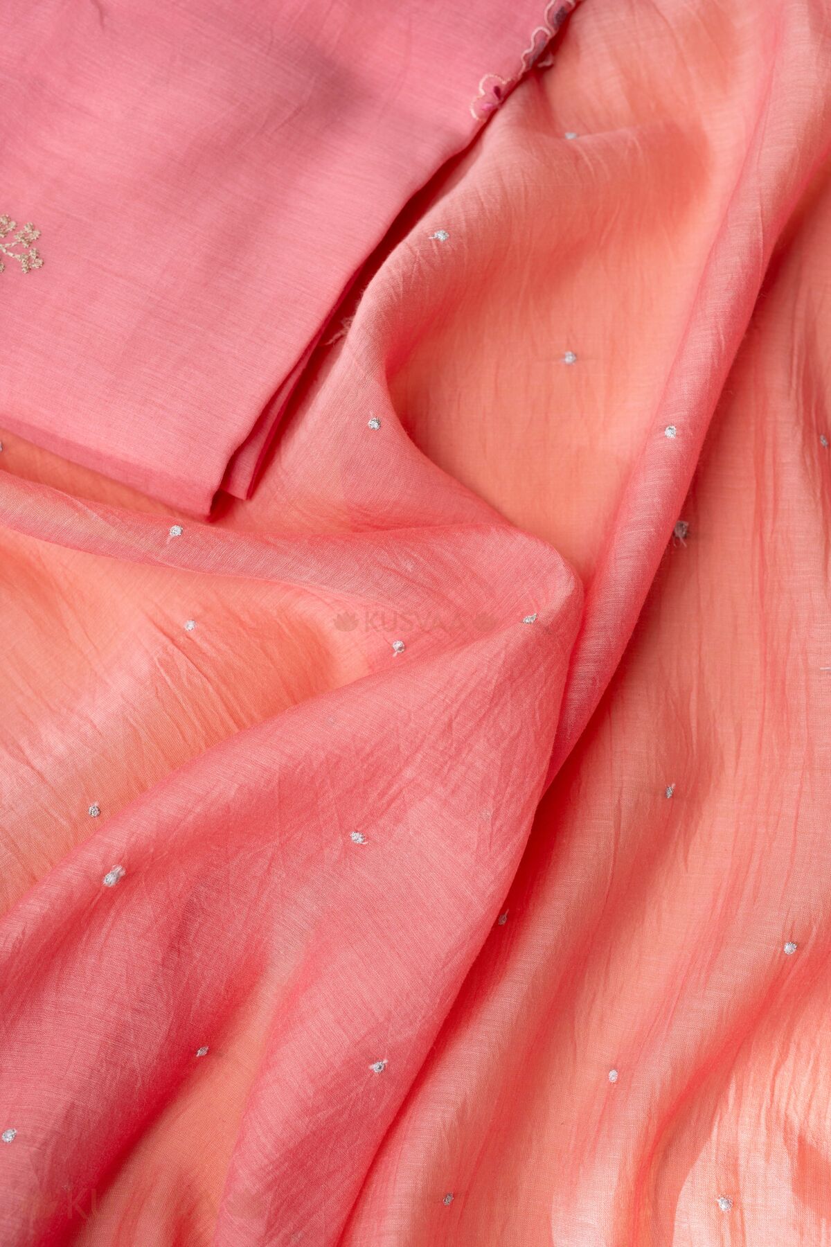 Image for Kusvaa Cood157dup Hasita Chanderi Pink Dupatta Detailing