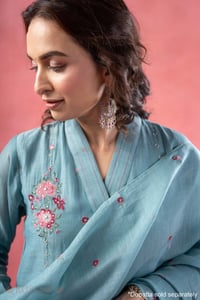 Image for Kusvaa Cood158 Mandira Chanderi Blue Co Ord Set Featured