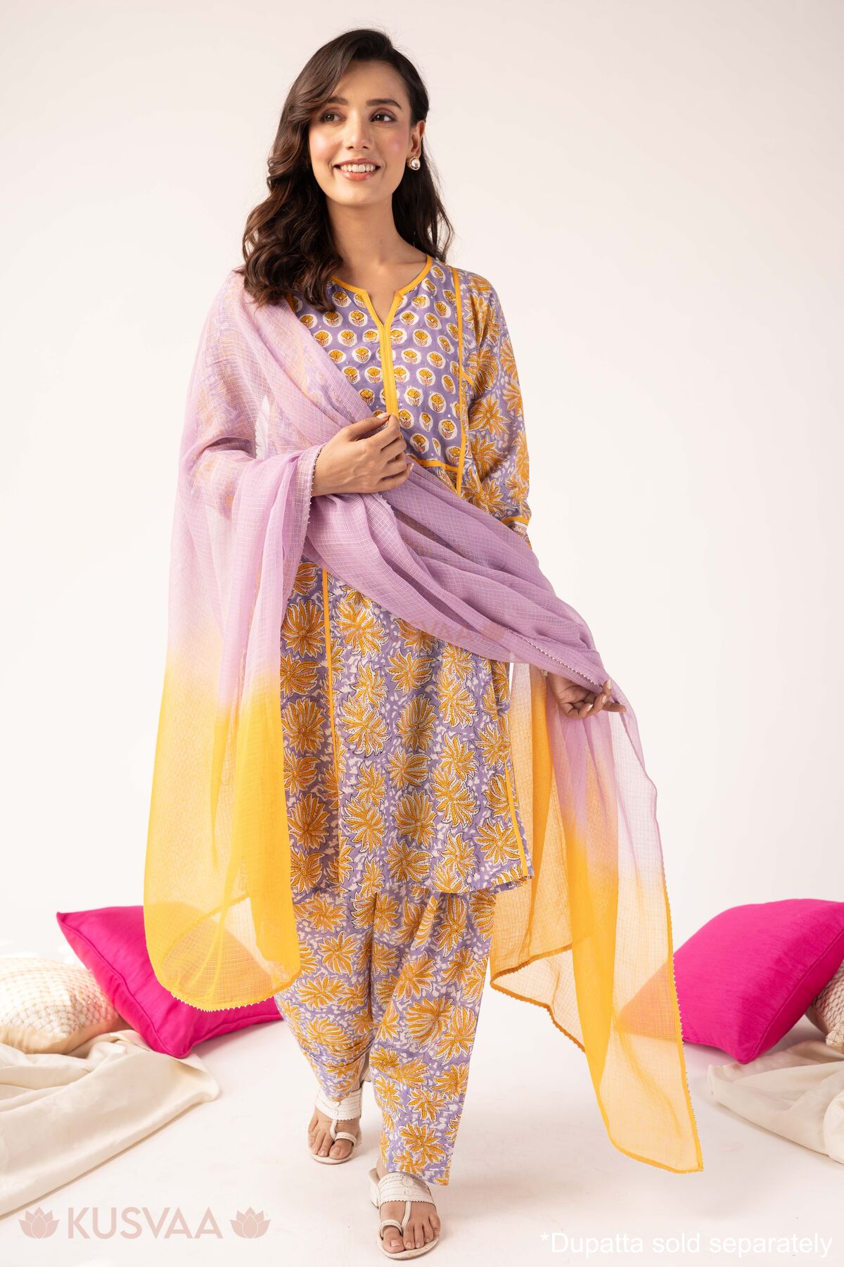 Image for Kusvaa Cood162 Meera Handwork Cotton Co Ord Set Dupatta