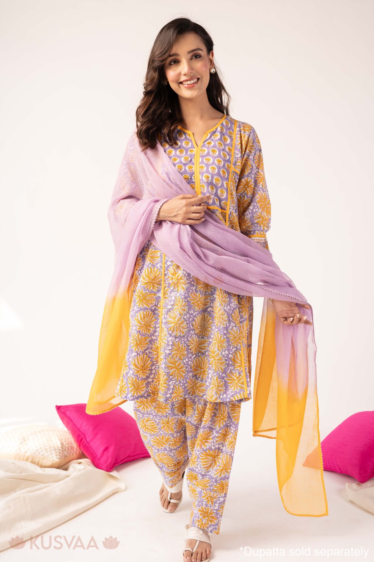Image for Kusvaa Cood162 Meera Handwork Cotton Co Ord Set Dupatta1
