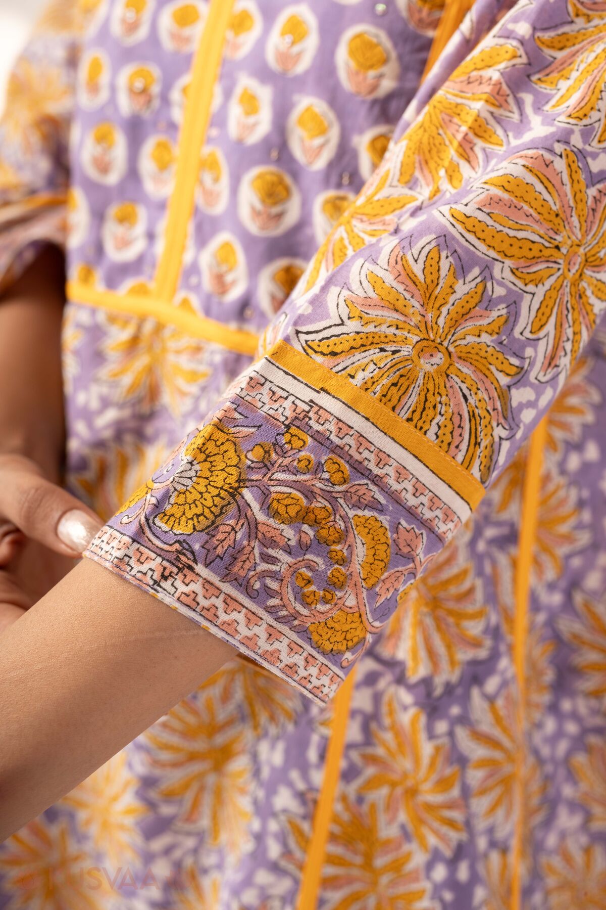 Image for Kusvaa Cood162 Meera Handwork Cotton Co Ord Set Sleeve