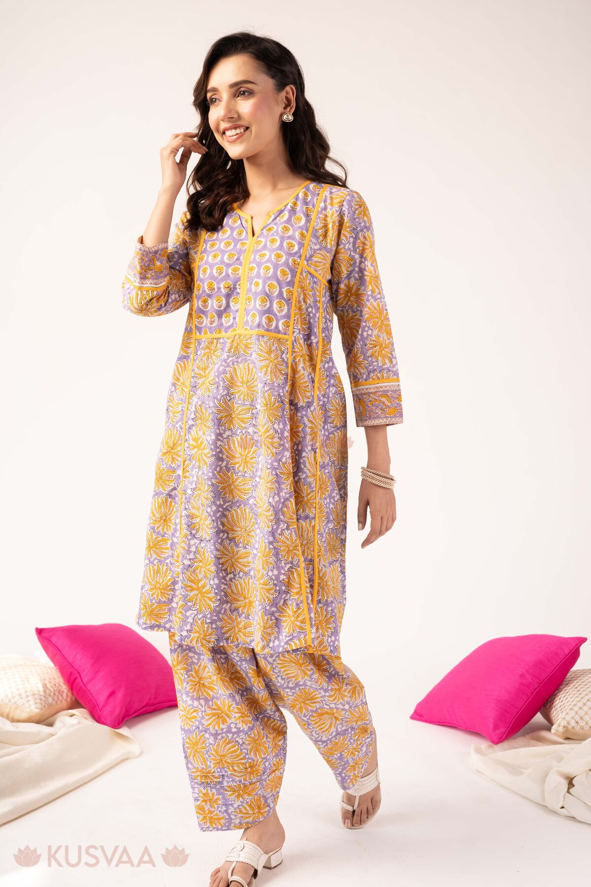 Image for Kusvaa Cood162 Meera Handwork Cotton Co Ord Set Style