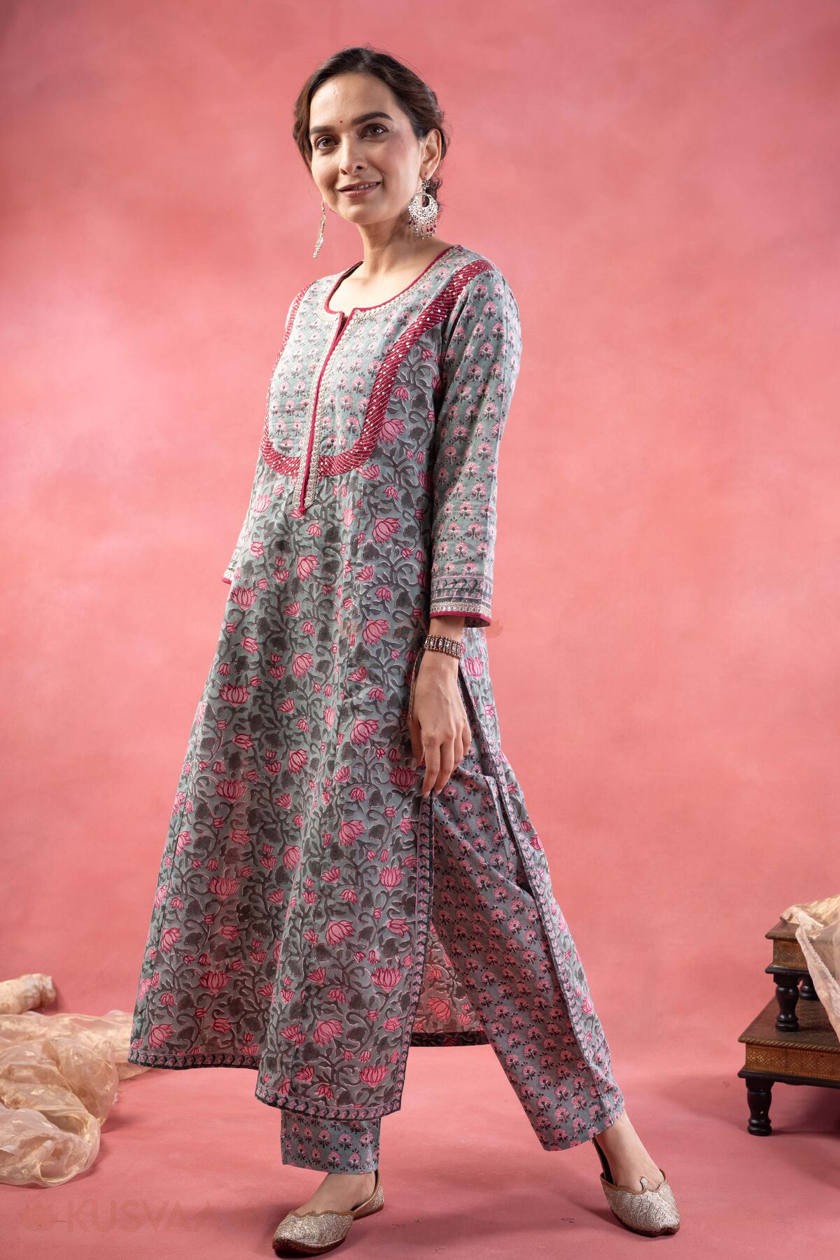 Image for Kusvaa Cood163 Anshika Handwork Cotton Co Ord Set Front