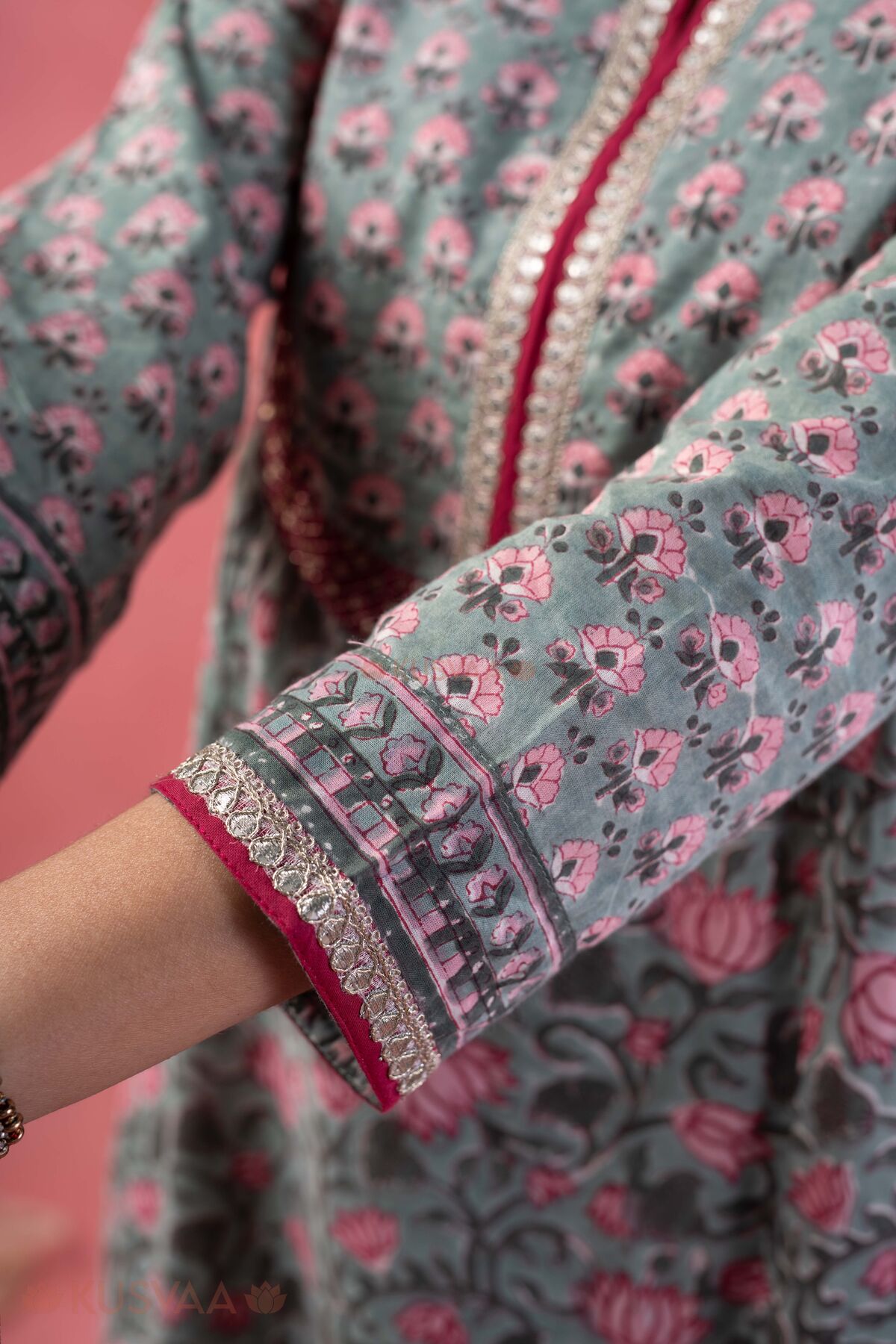 Image for Kusvaa Cood163 Anshika Handwork Cotton Co Ord Set Sleeves