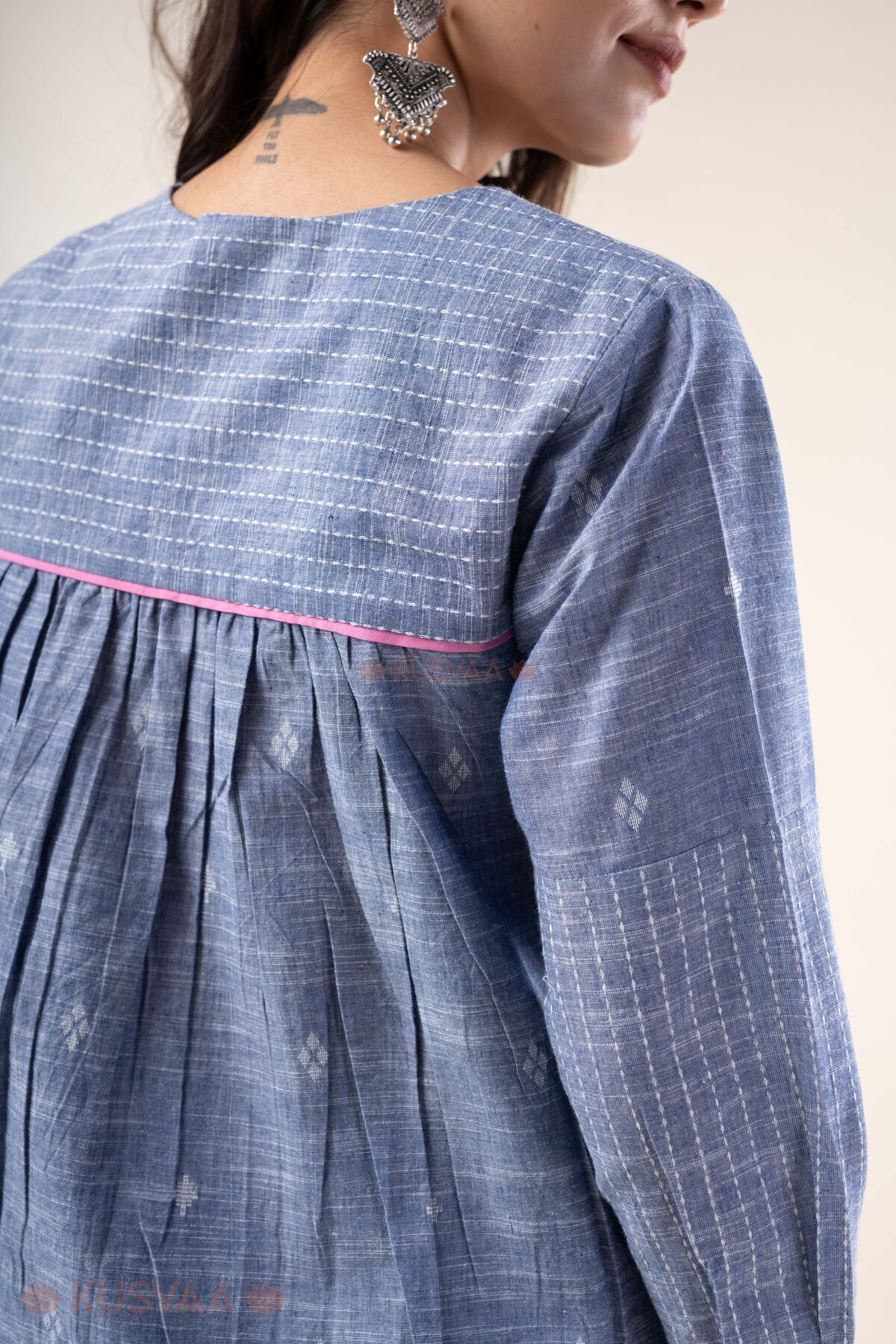 Image for Kusvaa Cood166 Chitra Handloom Cotton Co Ord Set Back1