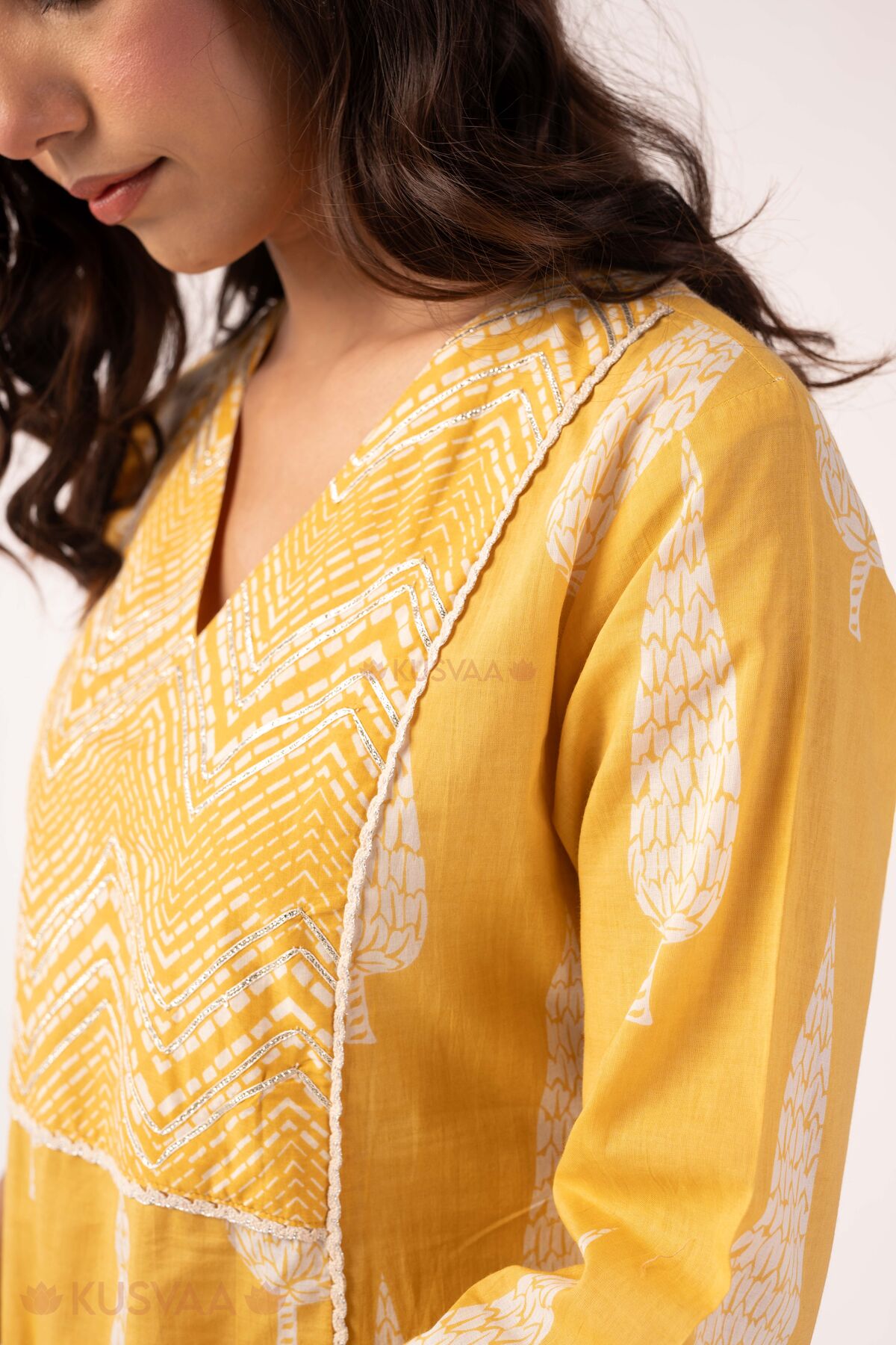 Image for Kusvaa Cood167 Charu Cotton A Line Kurta Set Nack