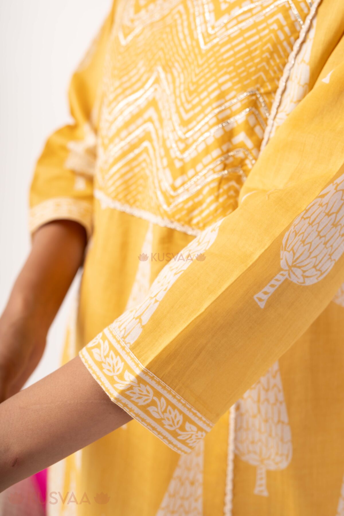 Image for Kusvaa Cood167 Charu Cotton A Line Kurta Set Sleeve