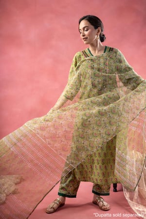 Image for Kusvaa Cood168 Damini Handblock Co Ord Set Dupatta