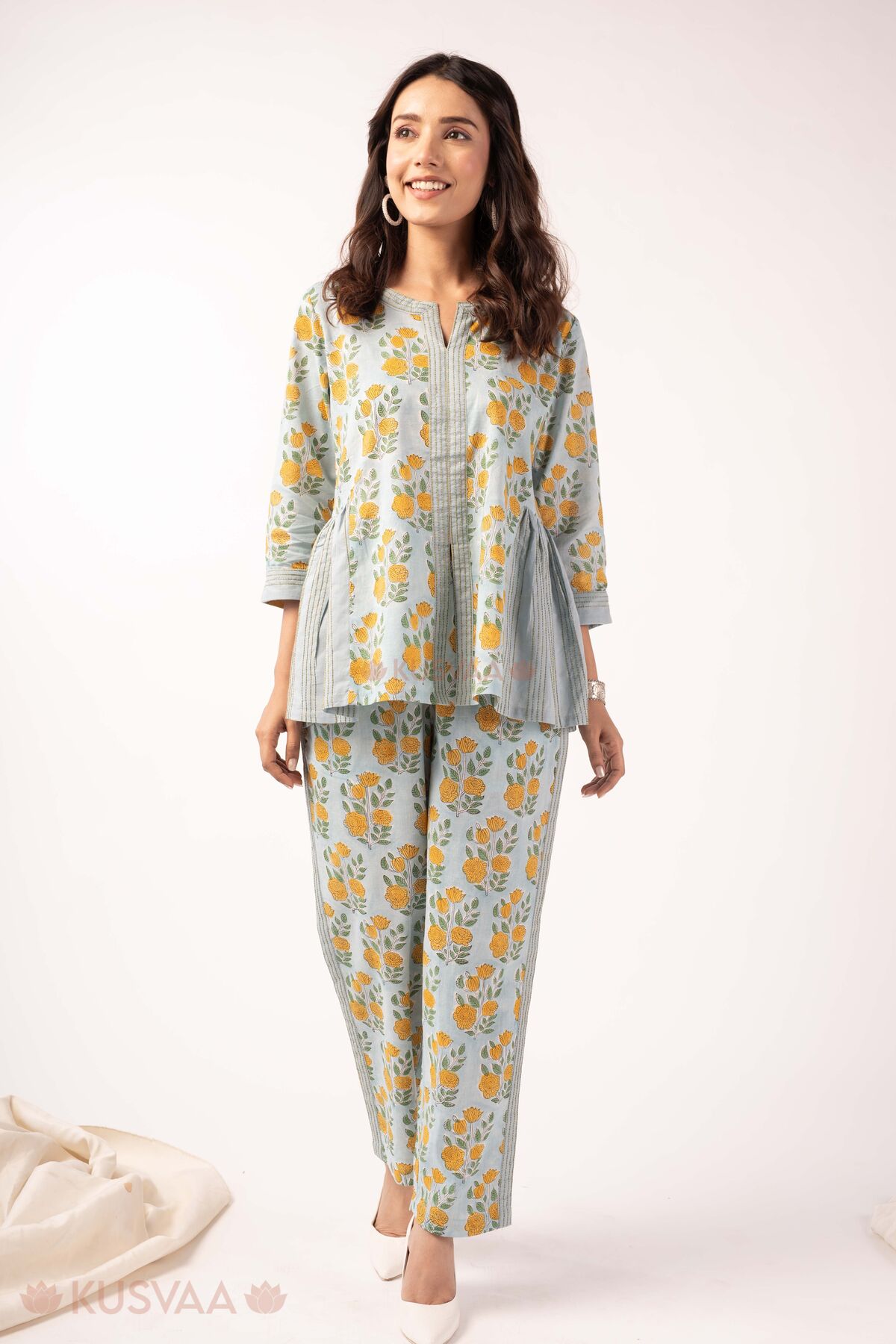 Image for Kusvaa Cood169 Eesha Handblock Co Ord Set Front
