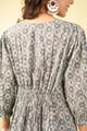 Image for Kusvaa Dr115 Omisha Handblock Green Cotton Dress Back