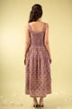 Image for Kusvaa Dr116 Pavithra Handblock Purple Cotton Dress Back