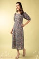 Image for Kusvaa Dr118 Kalindi Handblock Cotton Grey Dress Style