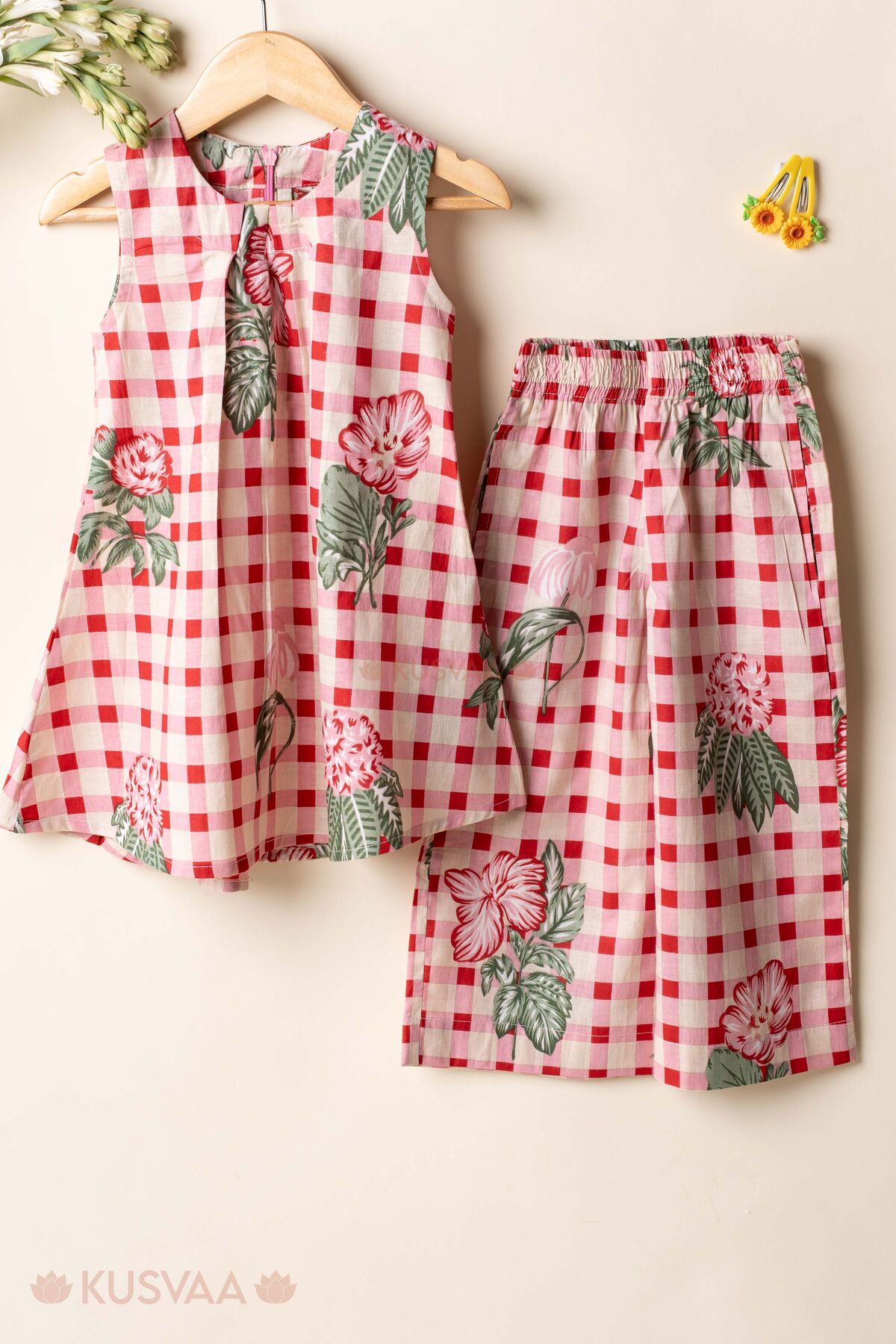 Image for Kusvaa Grw130 Nikita Cotton Girls Top Pant Set Front2