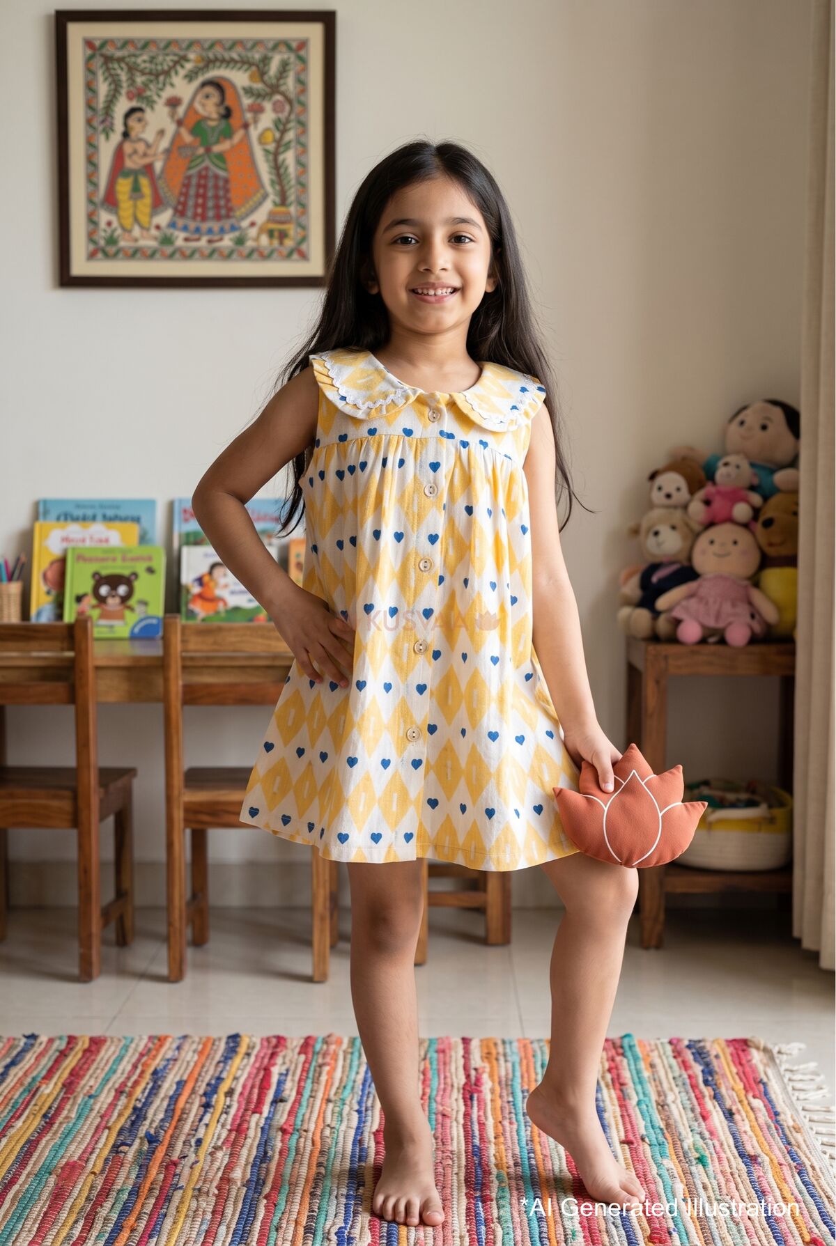 Image for Kusvaa Grw142 Riddhi Handloom Cotton A Line Frock Ai