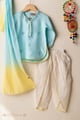 Image for Kusvaa Grw145 Ritambhara Girls Blue Silk Dhoti Set Front2