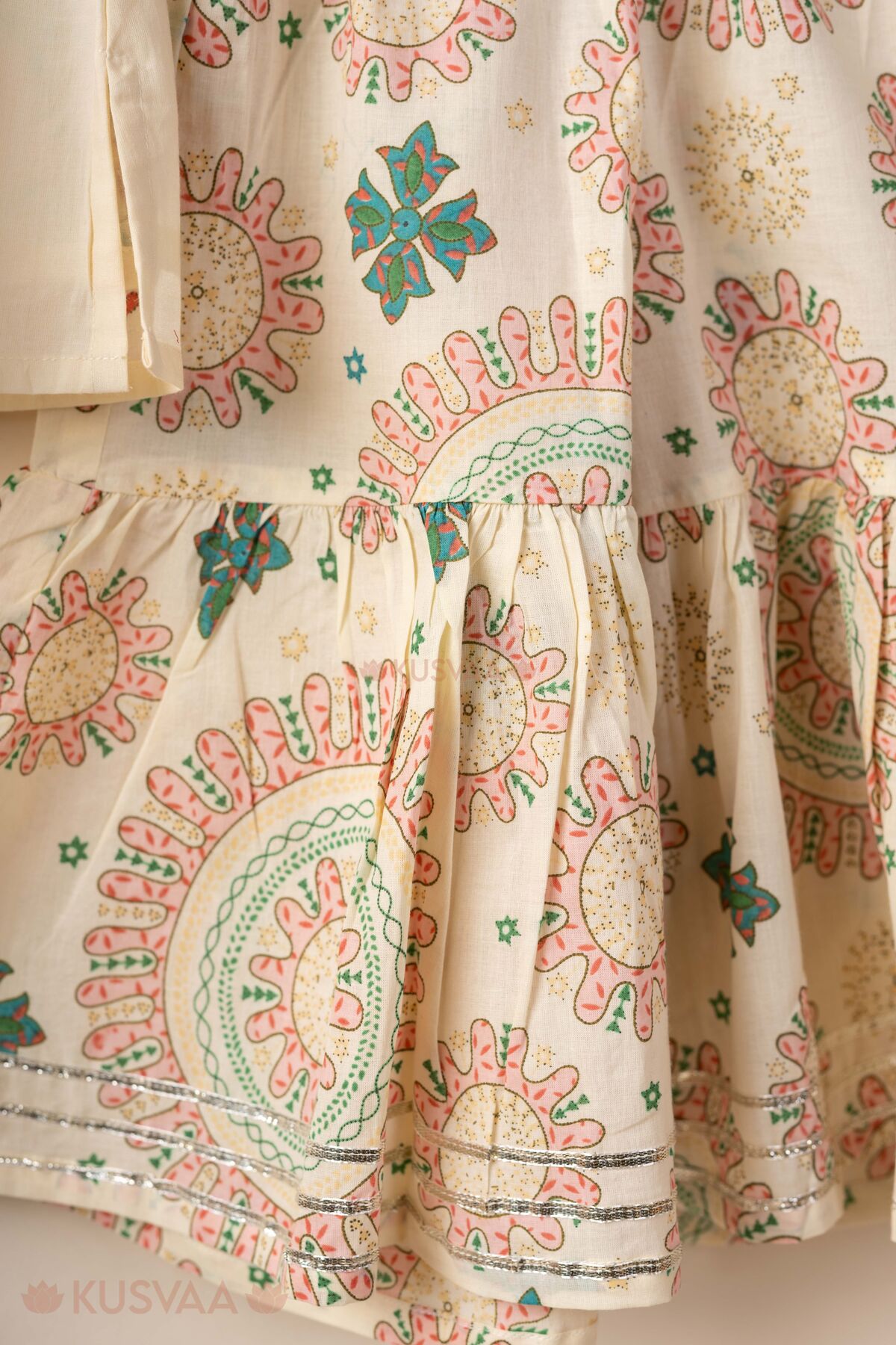 Image for Kusvaa Grw150 Tulika Cotton Kurta Sharara Dupatta Set Detailing
