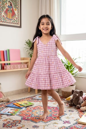 Image for Kusvaa Grw155 Gowri Handloom Cotton Lavender Dress Ai