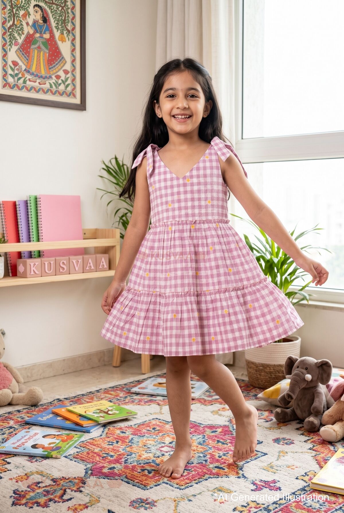Image for Kusvaa Grw155 Gowri Handloom Cotton Lavender Dress Ai