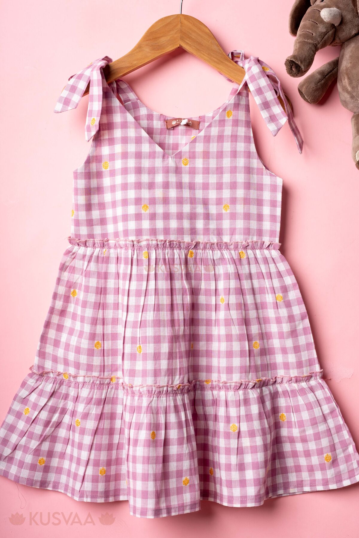 Image for Kusvaa Grw155 Gowri Handloom Cotton Lavender Dress Front1