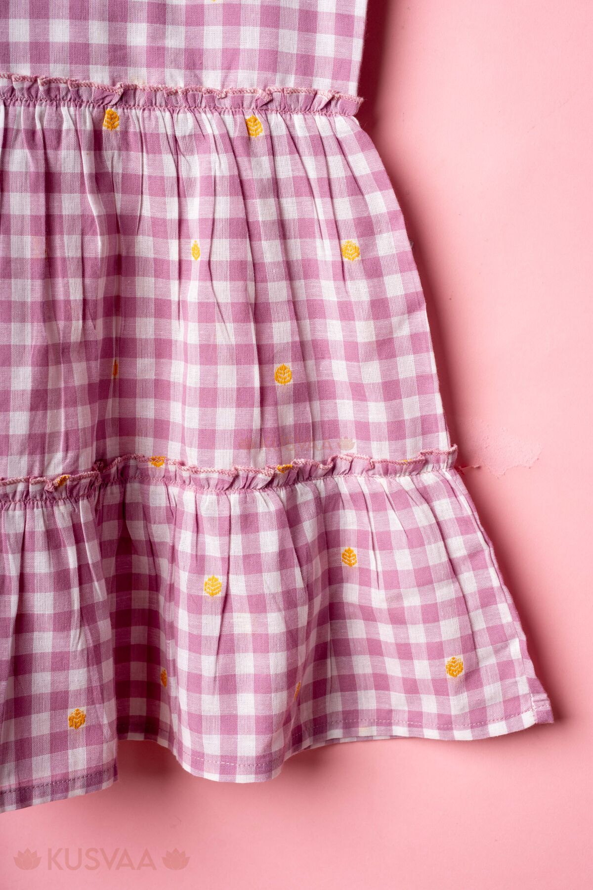 Image for Kusvaa Grw155 Gowri Handloom Cotton Lavender Dress Side