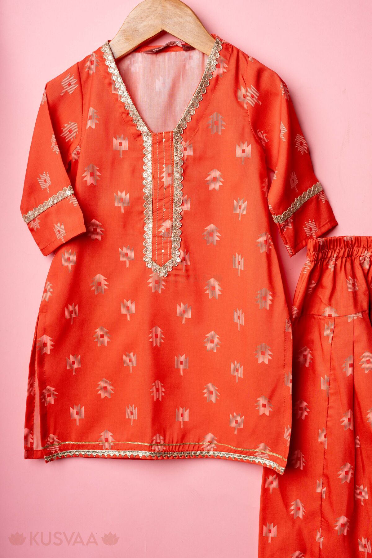 Image for Kusvaa Grw156 Bhagya Musline Silk Girls Kurta Pant Set Top