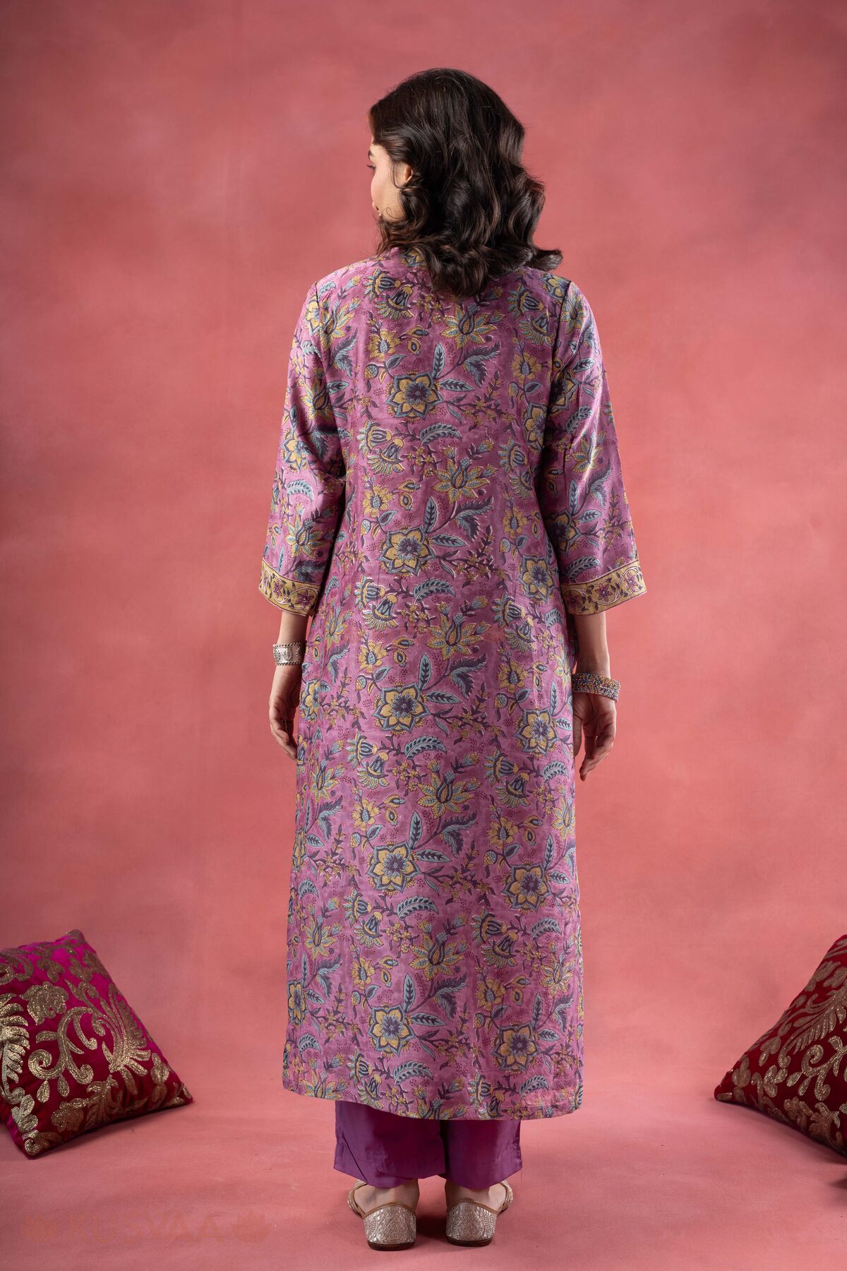 Image for Kusvaa Kds038 Kanaka Chanderi Kurta Dupatta Set Back
