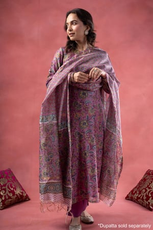Image for Kusvaa Kds038 Kanaka Chanderi Kurta Dupatta Set Front