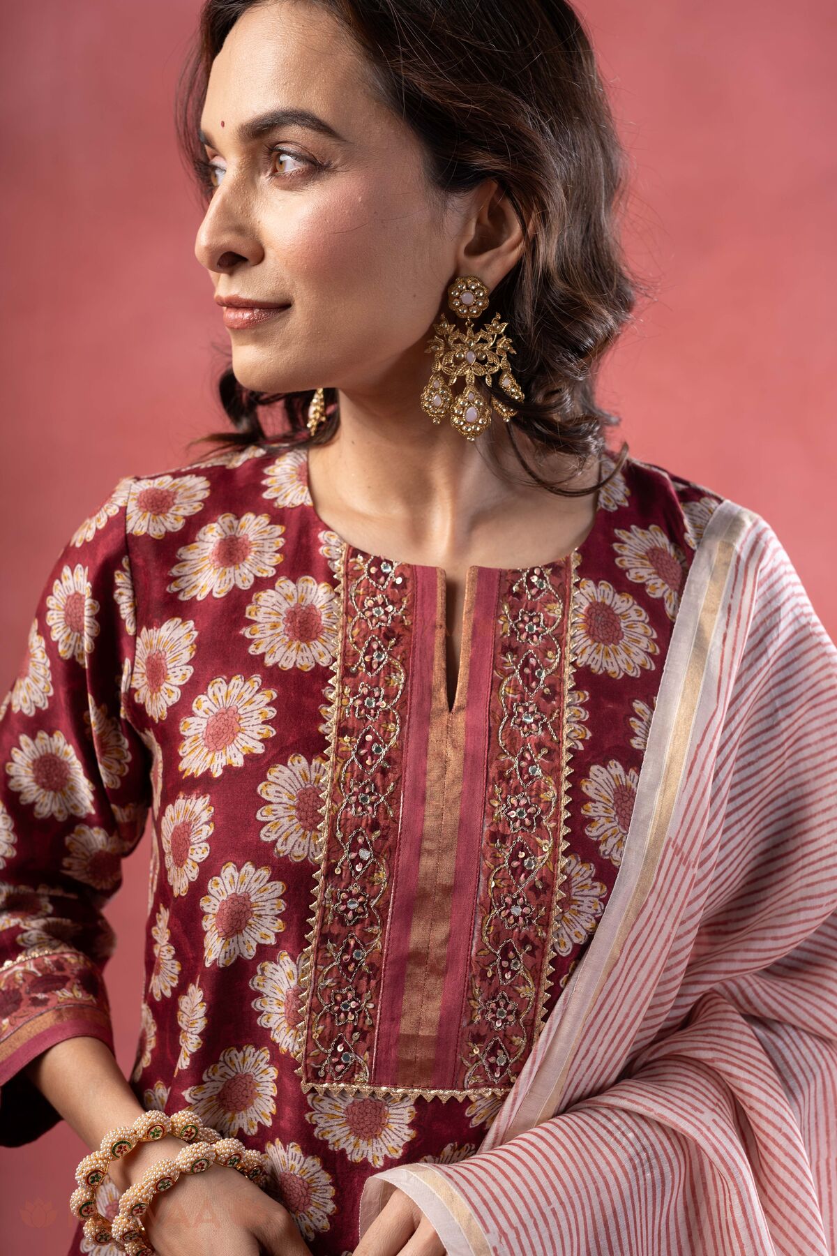 Image for Kusvaa Kds040 Bhoomi Hand Work Kurta Dupatta Set Featured
