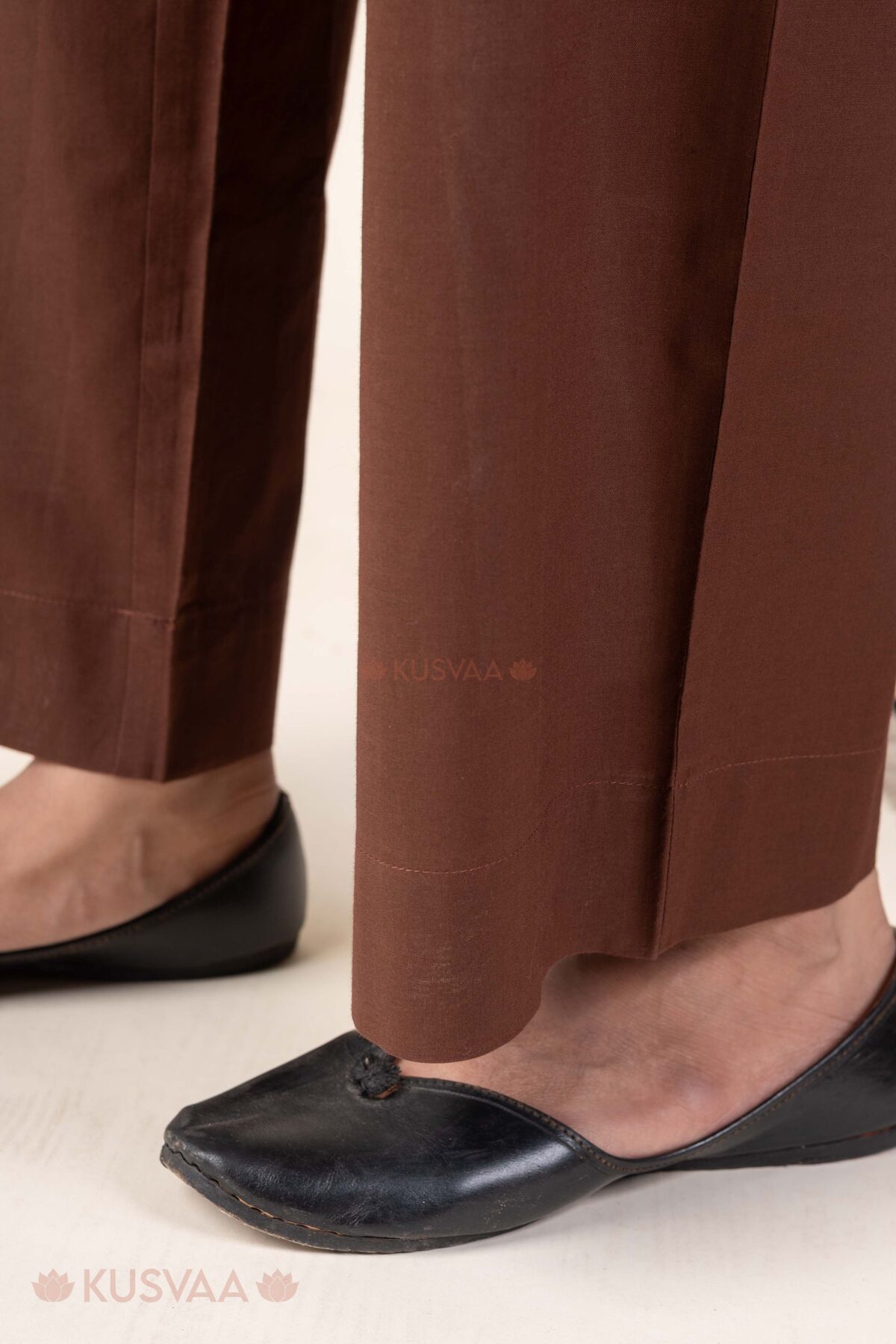 Image for Kusvaa Plz006 Dark Brown Cotton Palazzo With Pocket Bottom