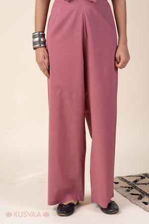 Image for Kusvaa Plz006 Dusty Pink Cotton Palazzo With Pocket Front