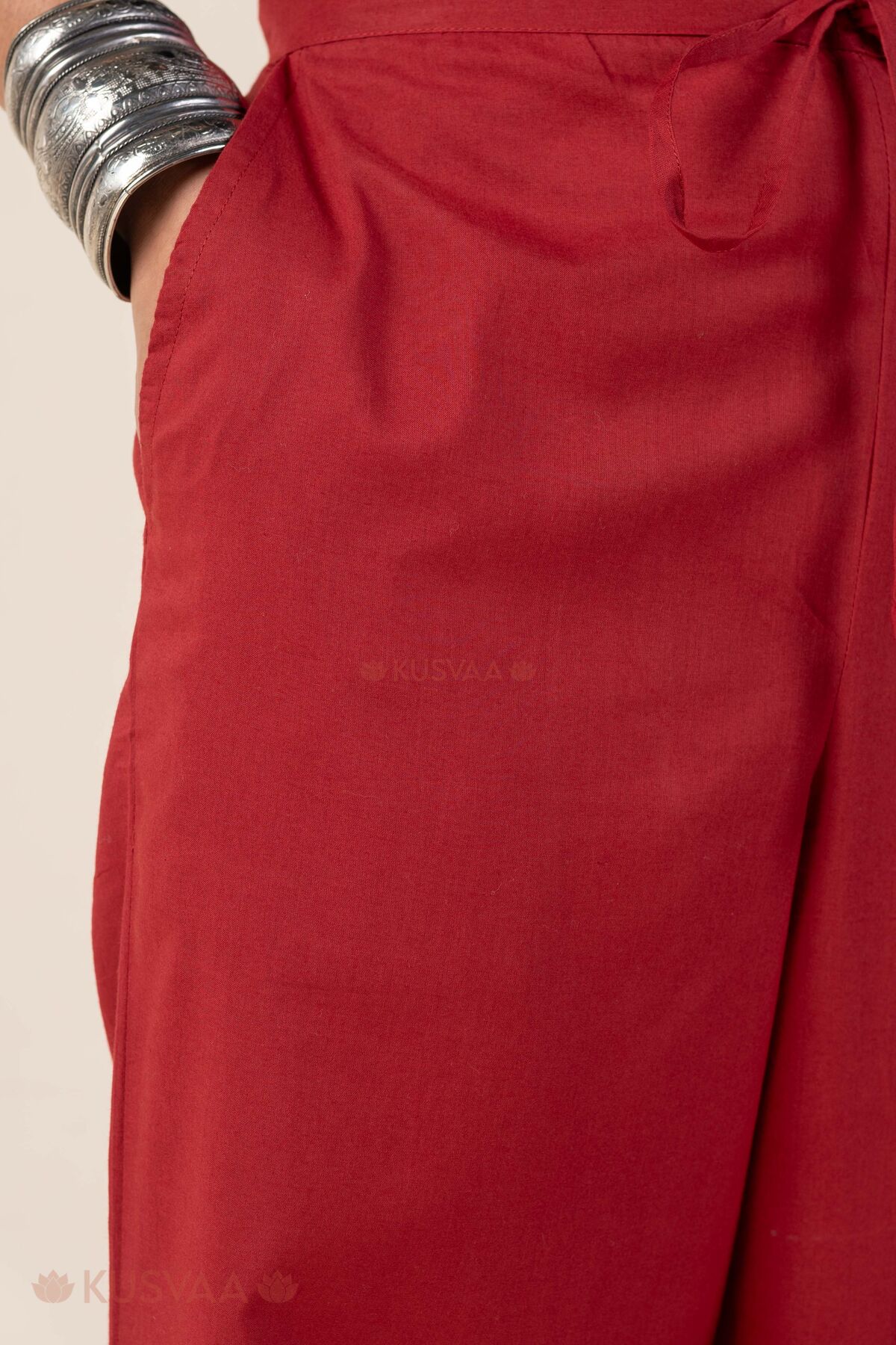 Image for Kusvaa Plz006 Maroon Cotton Palazzo With Pocket Pocket