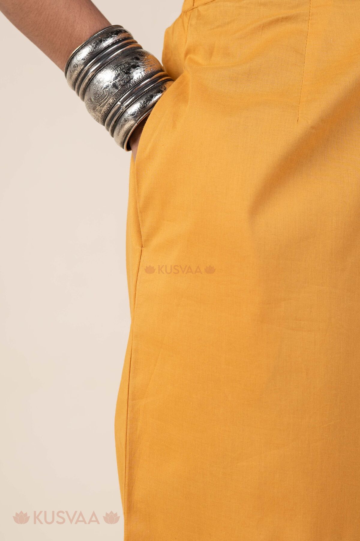 Image for Kusvaa Plz006 Mustard Cotton Palazzo With Pocket Pocket