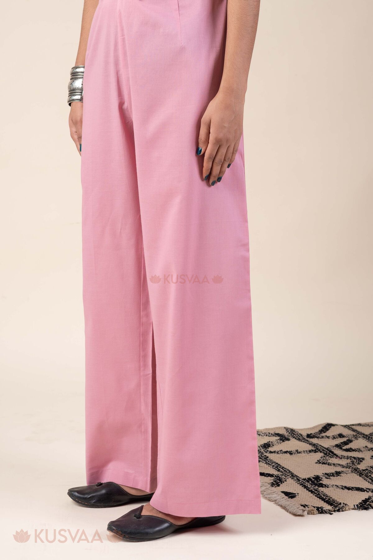 Image for Kusvaa Plz006 Onion Pink Cotton Palazzo With Pocket Side