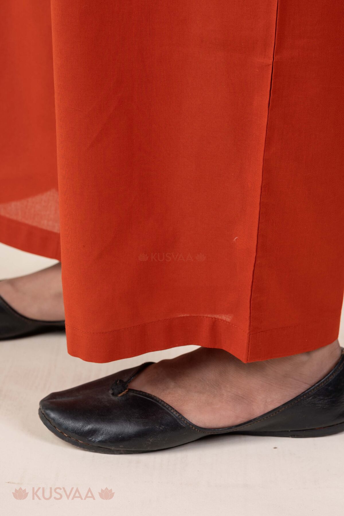 Image for Kusvaa Plz006 Rust Cotton Palazzo With Pocket Bottom