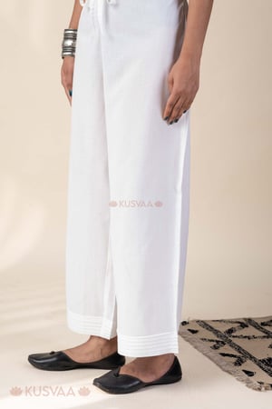 Image for Kusvaa Pnt019 White Aaradhya Cotton Pant Side