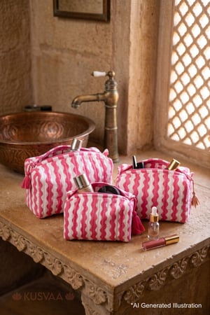 Image for Kusvaa Ubg025 Dhara Toiletry Pouch Set Of 3 Ai