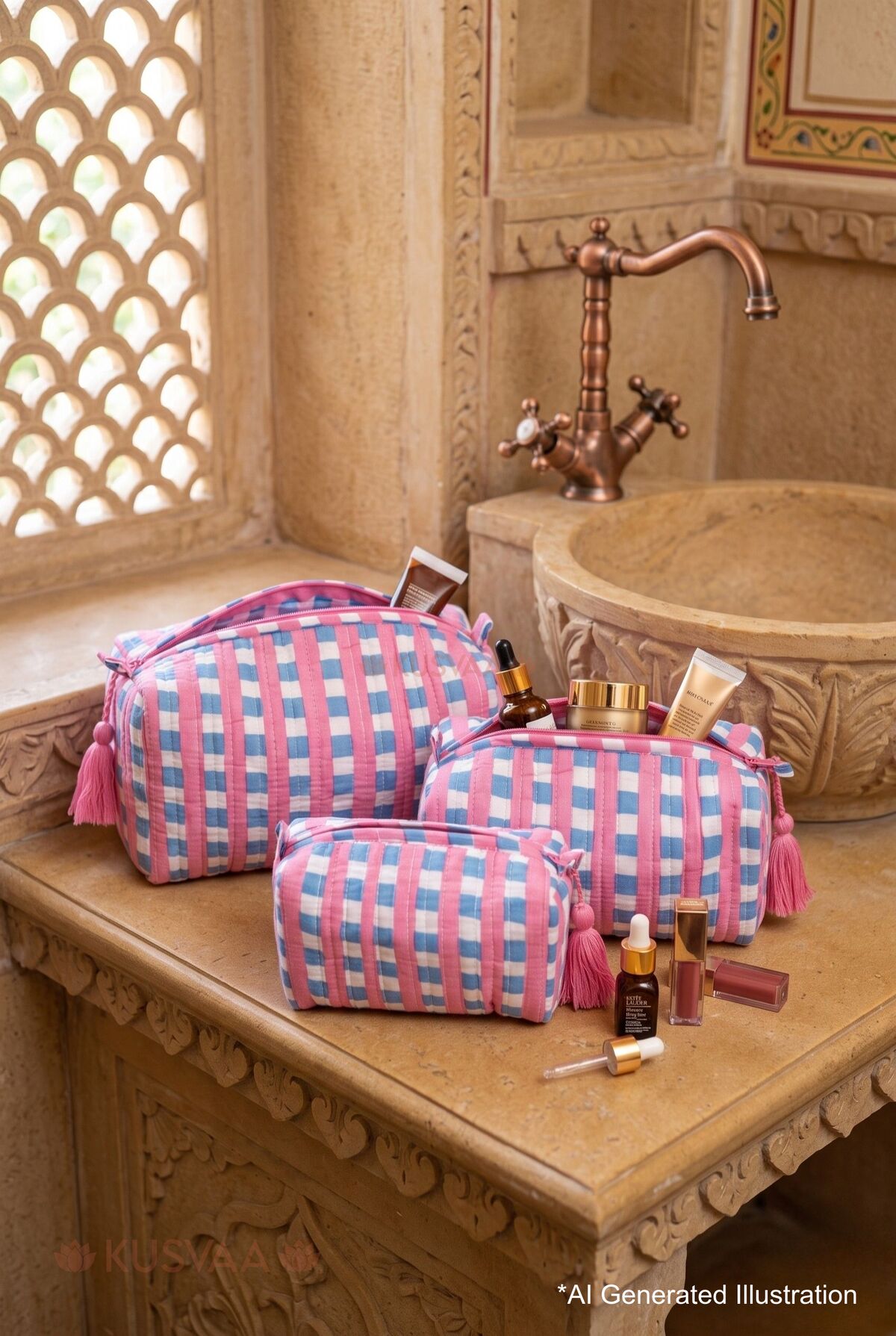 Image for Kusvaa Ubg026 Ishita Toiletry Pouch Set Of 3 Ai