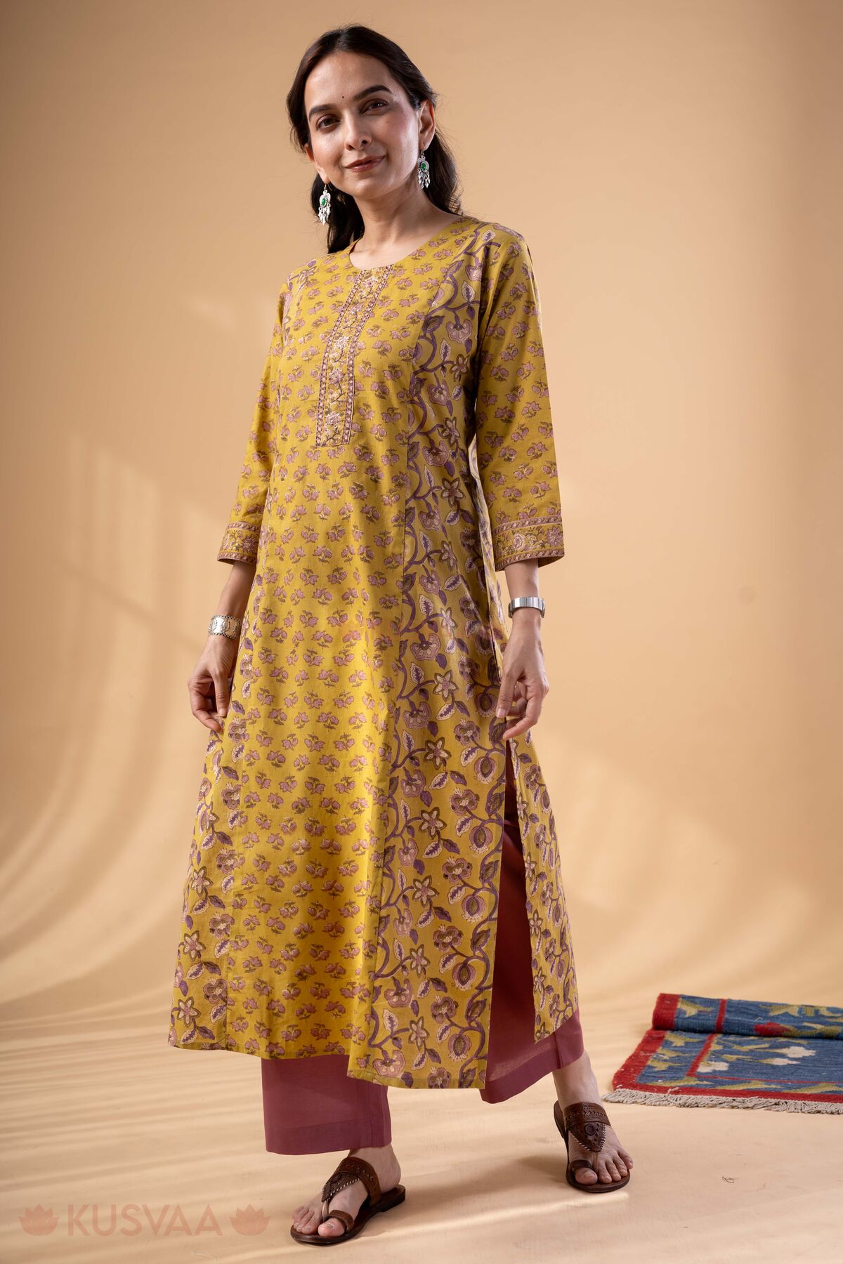 Image for Kusvaa Wkr329 Ira Handblock Cotton Kurta Style